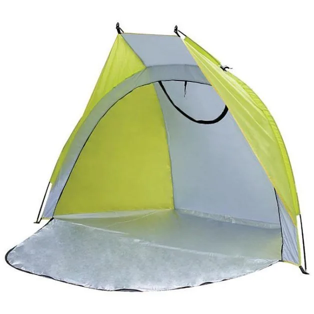 Yellow and grey pop-up beach shelter
