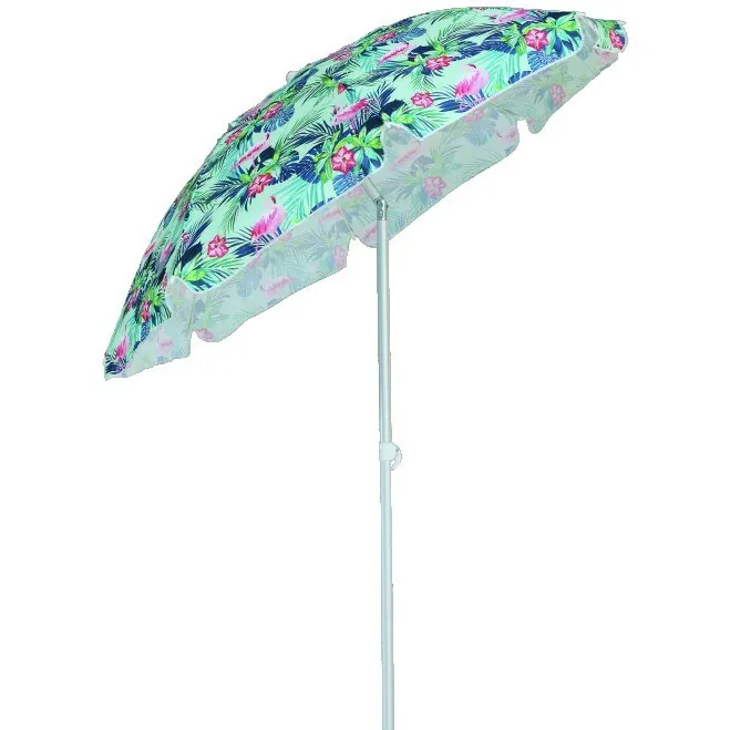 Floral printed beach umbrella with pole