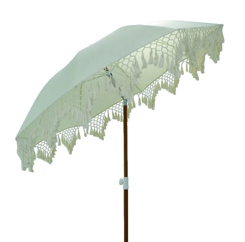 Canopy fabric with tassel fringe trim